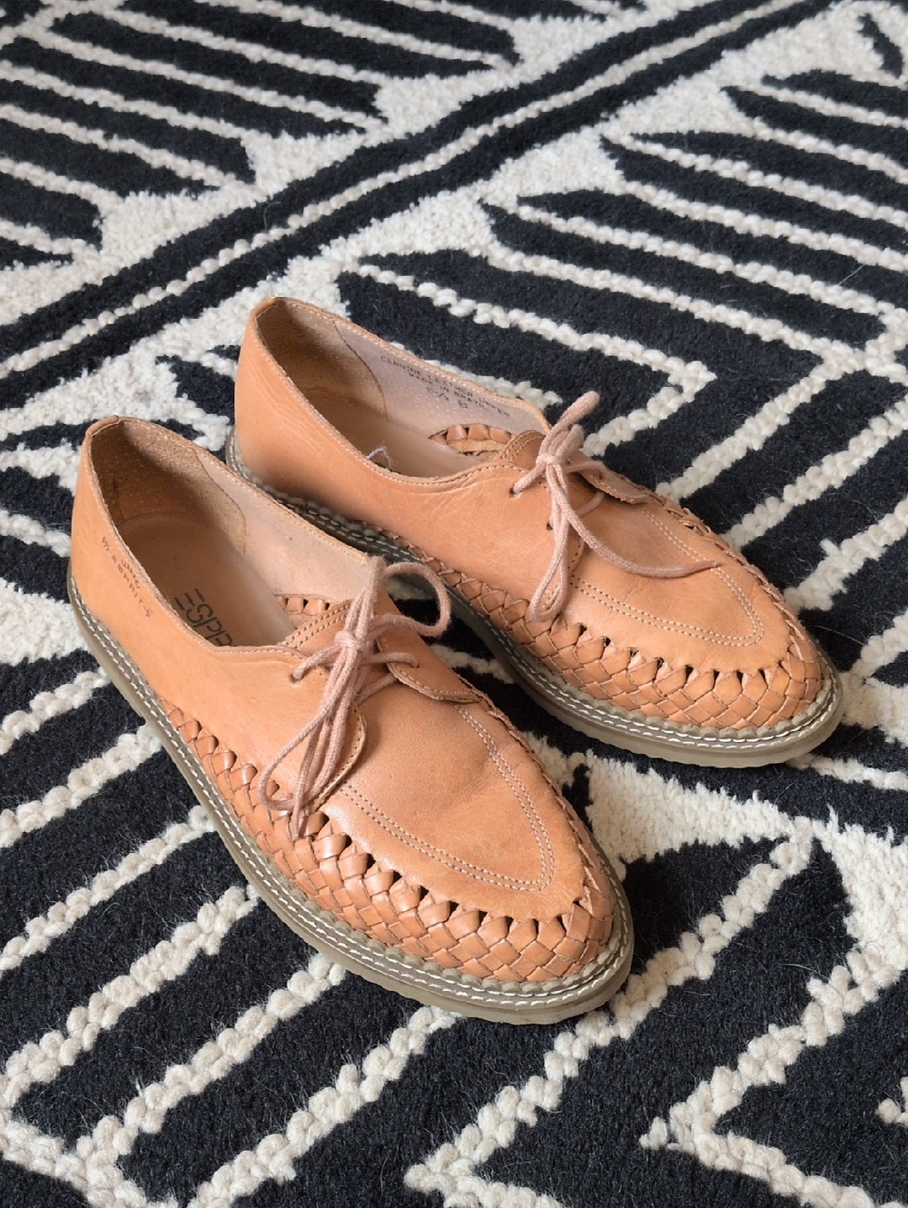 Espirit Woven Leather Lace-Up Oxfords